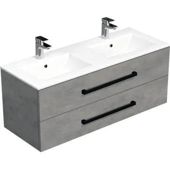 Koupelnový nábytek Koupelnová skříňka s černou úchytkou a umyvadlem SAT Cube Way 120x53x46 cm beton mat CUBE46C1202BEMOD