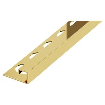 Podlahová lišta Lišta ukončovací "P" Eviso gold lesk, nerez PVD, délka 270 cm, výška hrany 10 mm, FIPG0001