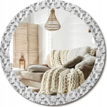 Zrcadlo Zrcadlo nástěnné s ozdobným skleněným rámem průměr 80 cm Tropický tygr