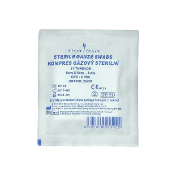 Gázová komprese sterilní /17 nití/ - 5 cm x 5 cm, (20 x 5 ks)