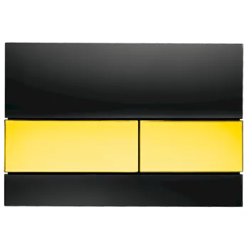 TECEsquare - Ovládací tlačítko pro WC, černé sklo/zlatá 9240808