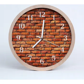Hodiny Rustikální nástěnné hodiny – cihlová zeď, architektura
