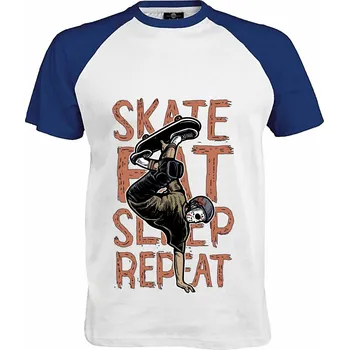 Pánské tričko Tričko Skate Eat Sleep Repeat Druh: Pánské, Barva: Royal | Bílá, Velikost: M
