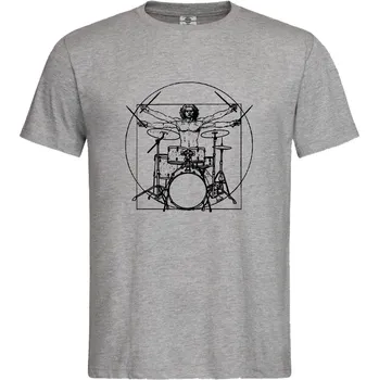 Pánské tričko Tričko Vitruviánský muž za bicíma Druh: Pánské, Barva: Šedá, Velikost: L
