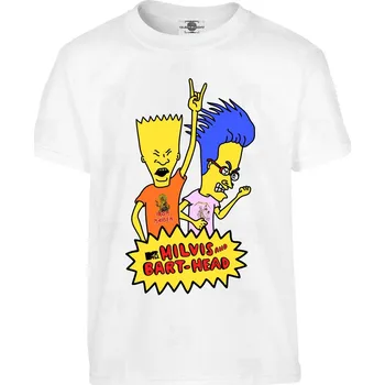 Pánské tričko Tričko Milvis And Bart-Head Druh: Dětské, Barva: Bílá, Velikost: 158-XL