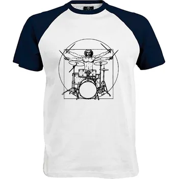 Pánské tričko Tričko Vitruviánský muž za bicíma Druh: Pánské, Barva: Navy | Bílá, Velikost: S