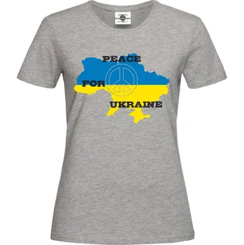 Dámské tričko Tričko Peace for Ukraine Druh: Dámské, Barva: Šedá, Velikost: S