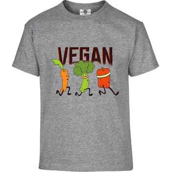Pánské tričko Tričko Vegan Druh: Dětské, Barva: Šedá, Velikost: 158-XL