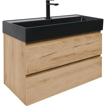 Koupelnový nábytek Koupelnová skříňka 2 zásuvková s umyvadlem SAT B-Way 99x50x45 cm dub mat BWAY2100OAKU2B2B