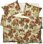 SCANquilt povlečení FLANEL růže béžovocihlovozelená 140 x 200/70 x 90 cm 183865759