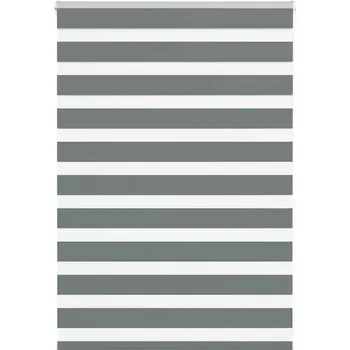 Roleta vidaXL Zebra roleta 100x100 cm šířka látky 95,9 cm polyester [4014105] Barva: Tmavě šedá