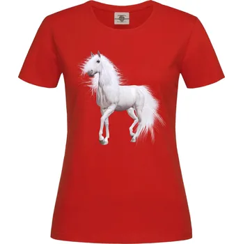 Dámské tričko Tričko Bílý kůň Druh: Dámské, Barva: Červená, Velikost: S