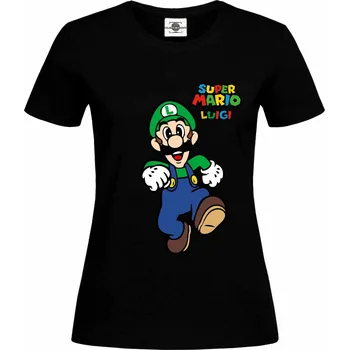 Dámské tričko Tričko Super Mario | Luigi Druh: Dámské, Barva: Černá, Velikost: S