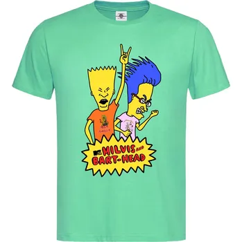Pánské tričko Tričko Milvis And Bart-Head Druh: Pánské, Barva: Světle Zelená, Velikost: XL
