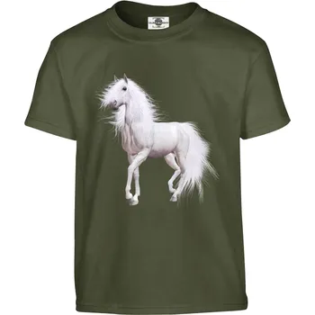 Pánské tričko Tričko Bílý kůň Druh: Dětské, Barva: Khaki, Velikost: 110-XS