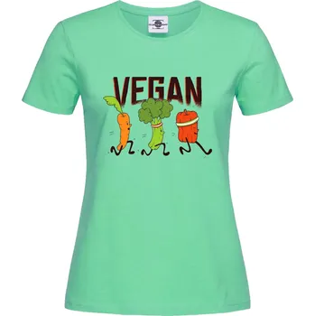 Dámské tričko Tričko Vegan Druh: Dámské, Barva: Světle Zelená, Velikost: S
