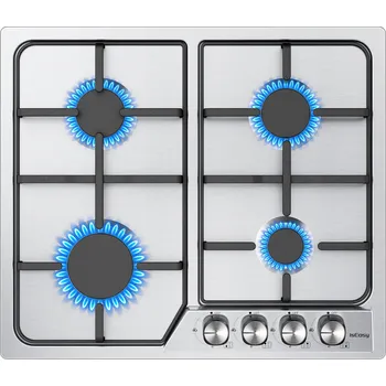 Varná deska IsEasy Vestavná plynová varná deska z nerezové oceli se 4 hořáky, zemní plyn/propan