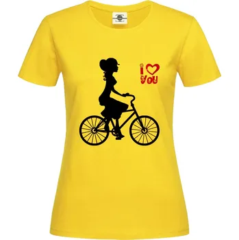 Dámské tričko Tričko Miluji jízdu na kole Druh: Dámské, Barva: Žlutá, Velikost: XL