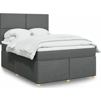 Postel vidaXL Box spring postel s matrací 140x190 cm textil [3291270] Barva: Tmavě šedá