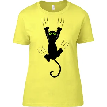 Dámské tričko Tričko Kočka Drápe Druh: Dámské, Barva: Žlutá, Velikost: M