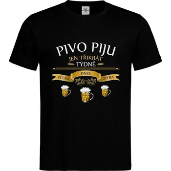 Pánské tričko Tričko Pivo piju třikrát týdně Druh: Pánské, Barva: Černá, Velikost: L