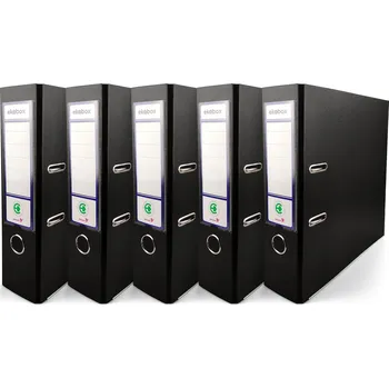Pákový pořadač A4 PP EKOBOX 80mm ČERNÝ 5 ks široký silný do kanceláře