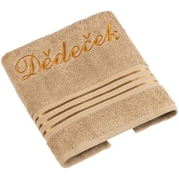 Ručník Froté ručník kolekce Linie s výšivkou Dědeček 50x100 cm hnědá