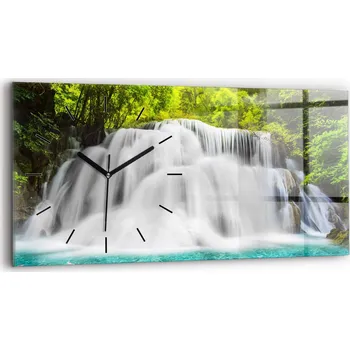 Hodiny Ozdobny nástěnný hodin s krásnou grafikou 60x30 cm Vodopád v Thajsku