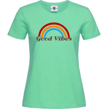 Dámské tričko Tričko Good Vibes Druh: Dámské, Barva: Světle Zelená, Velikost: L