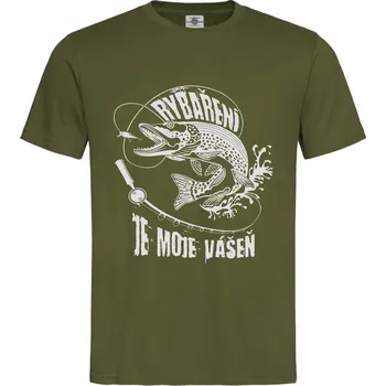 Pánské oblečení Tričko Rybaření je moje vášeň Druh: Dětské, Barva: Khaki, Velikost: 158-XL