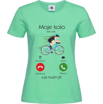 Dámské tričko Tričko Moje kolo mě volá... Druh: Dámské, Barva: Světle Zelená, Velikost: XL