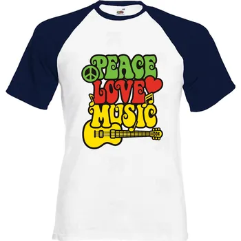 Pánské tričko Tričko Peace Love Music Druh: Pánské, Barva: Navy | Bílá, Velikost: L