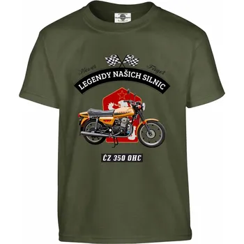 Pánská móda Tričko Legendy našich silnic | ČZ 350 OHC Druh: Dětské, Barva: Khaki, Velikost: 122-S