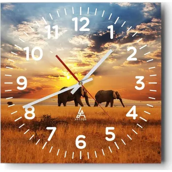 Hodiny Nástěnné hodiny do obýváku 40x40 Zvířata Bezhluczne Skleněné hodiny Tiché