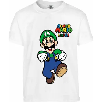 Chlapecké tričko Tričko Super Mario | Luigi Druh: Dětské, Barva: Bílá, Velikost: 122-S
