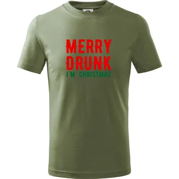 Merry Drunk I'm Christmas - Tričko dětské bavlněné - 158 cm/12 let ( Khaki )