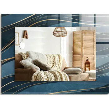 Zrcadlo Nástěnné Zrcadlo s ozdobným skleněným rámem Abstraktní linie 80x60 cm