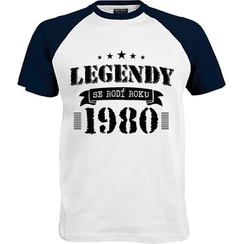 Pánské tričko Tričko Legendy se rodí roku 1980 Druh: Pánské, Barva: Navy | Bílá, Velikost: M