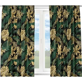 Příslušenství pro záclonu a závěs HOTOVÉ KRÁTKÉ ZÁCLONY NA ŽABKY S PÁSKOU 140X160 ZÁVĚS DO KUCHYNĚ LISTY 100