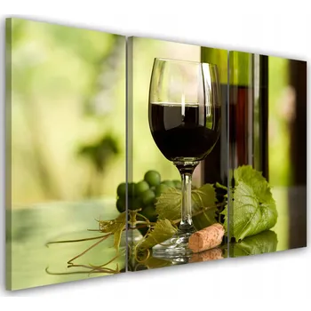 Obraz OBRAZ TRYPTYCH Červené Víno Sklenice 90x60