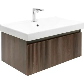 Koupelnový nábytek Koupelnová skříňka s baterií a umyvadlem SAT Evolution 1 78x30x44,8 cm ořech mat SATEVO80NAU1B