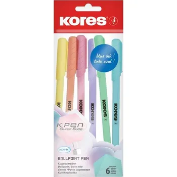 Kores K0 Pastel - jednorázová kuličková tužka - sada 6 ks