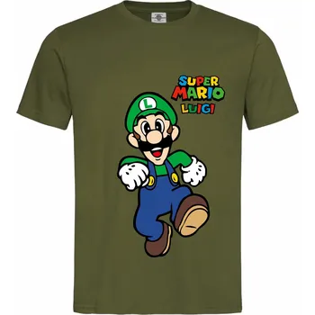 Pánská móda Tričko Super Mario | Luigi Druh: Pánské, Barva: Khaki, Velikost: M
