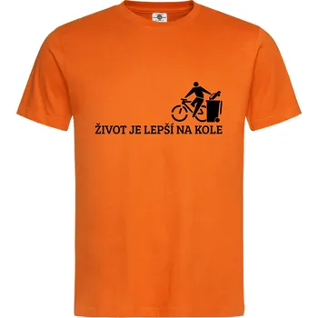 Pánská móda Tričko Život je lepší na kole Druh: Dětské, Barva: Oranžová, Velikost: 158-XL
