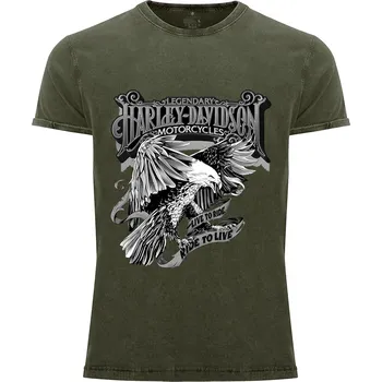 Pánské tričko Tričko Harley Live to ride Druh: Pánské, Barva: Army žíhaná, Velikost: S