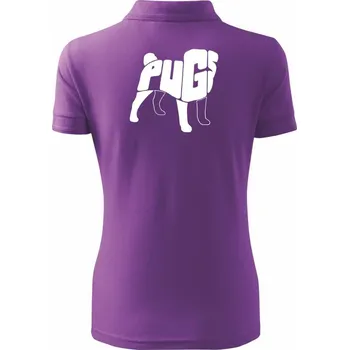 Mops - nazev v těle - Polokošile dámská Pique Polo - L ( Fialová )
