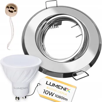 Žárovka SADA Žárovka GU10 10W LED + Stropní Podhledové Svítidlo CHROM KULATÉ