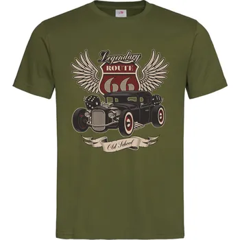 Pánská móda Tričko Legendary Route 66 Druh: Dětské, Barva: Khaki, Velikost: 146-L