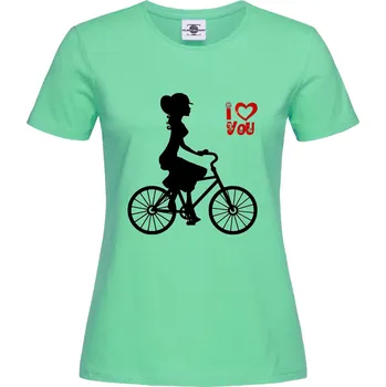 Dámské tričko Tričko Miluji jízdu na kole Druh: Dámské, Barva: Světle Zelená, Velikost: L