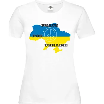 Dámské tričko Tričko Peace for Ukraine Druh: Dámské, Barva: Bílá, Velikost: S